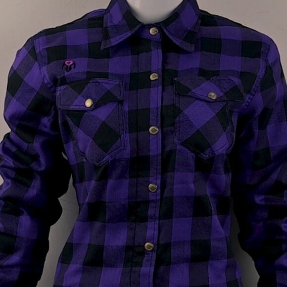 RIDERACT® Women Flannel Shirt with Long Sleeve Summer Purple Large Shirt - Picture 1 of 13